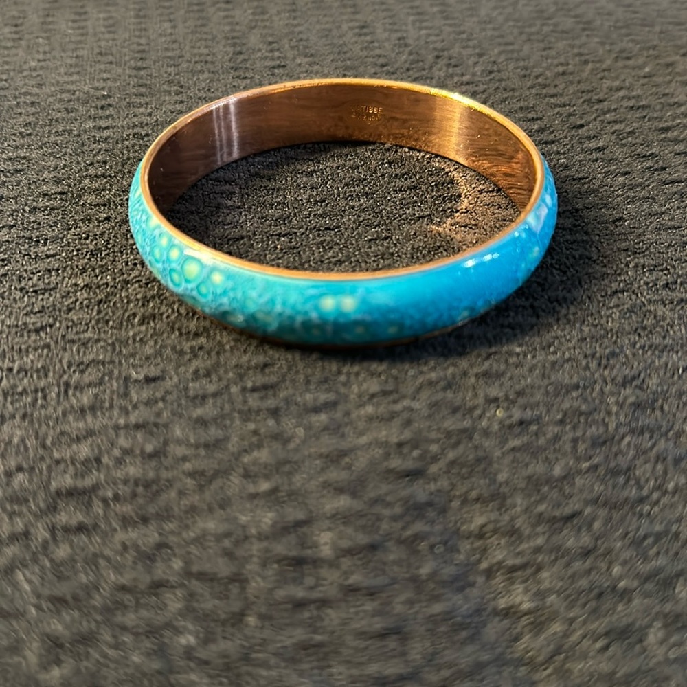 1960’s Vintage Matisse Renoir Copper turquoise enamel bangle bracelet